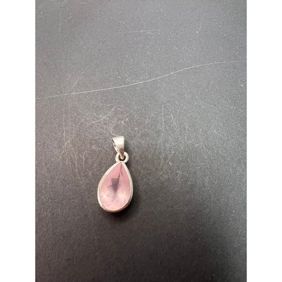 NEW Rose Quartz teardrop gemstone sterling silver pendant 3.34 grams - Picture 9 of 10